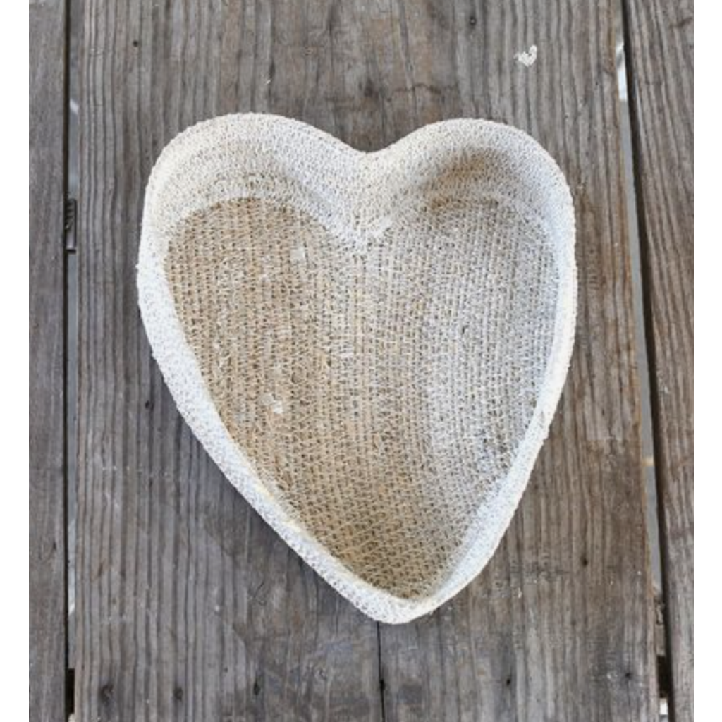 Indaba Heart Seagrass Basket - White
