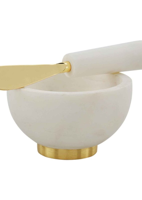 Marble Dip Bowl Brass Base - White