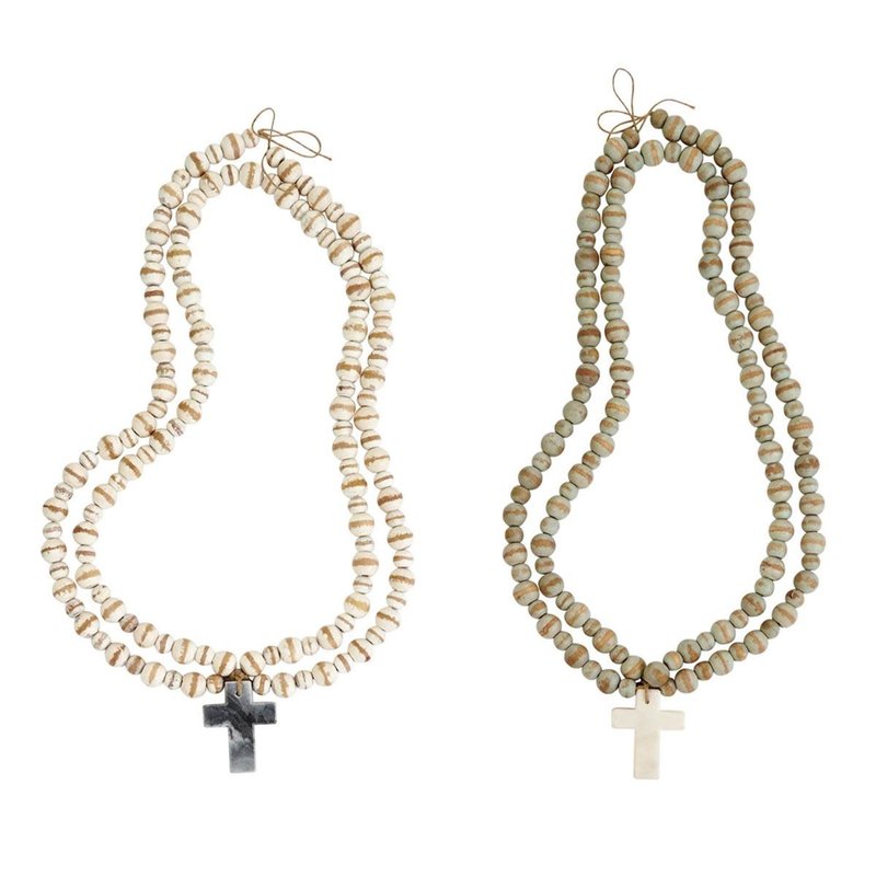 Marble Cross Beads - White
