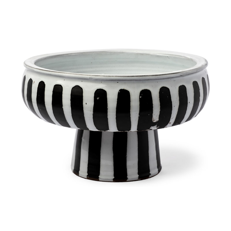 Mercana Lexington Ceramic Bowl - Black/White Stripe