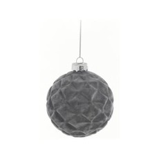 The Pine Centre Flocked Glass Ball Ornament - Grey