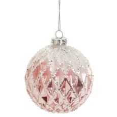 The Pine Centre Glass Ornament - Pink & White
