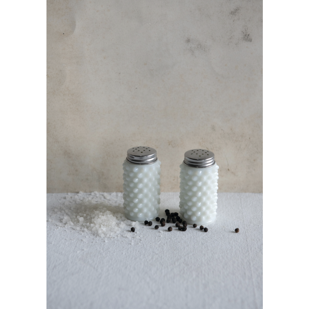 Creative Coop Milk Glass Hobnail Salt & Pepper Shakers