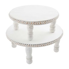 White Beaded Pedestal Tray - Large