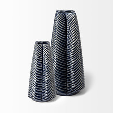 Mercana Bashir Dark Navy Gloss Ceramic Vase - Small