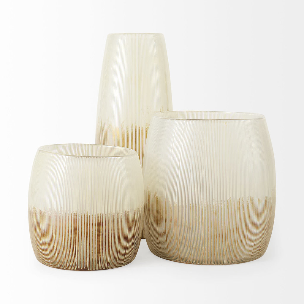 Mercana Agnetha Gold/Cream Ombre Glass Vase - Large