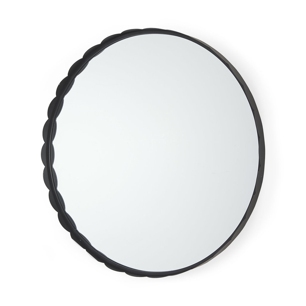 Mercana Adelaide Scallop Edge Round Mirror - Black