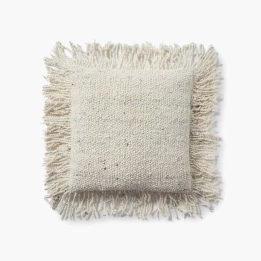 Ivory Wool Pillow with Fringe
