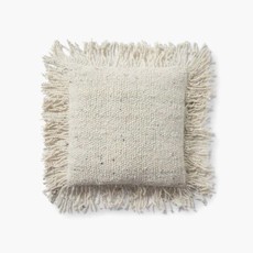Ivory Wool Pillow with Fringe