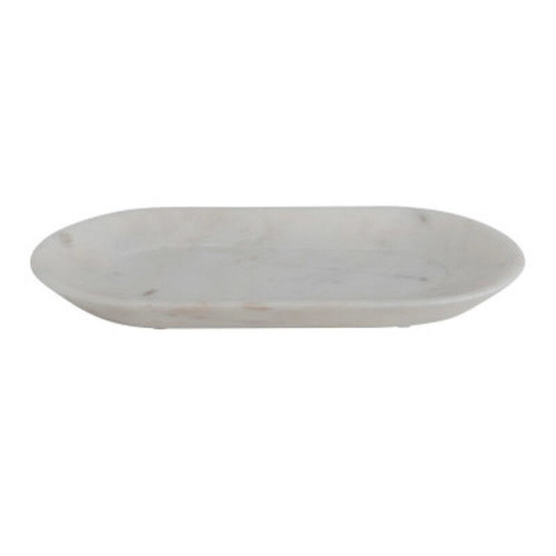 Creative Coop Oval Marble Tray - White