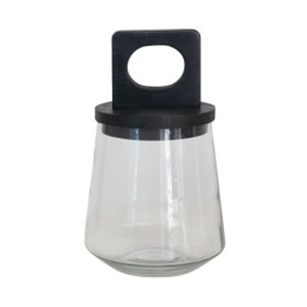 Bloomingville Glass Jar w/ Black Mango Wood & Marble Lid - Small