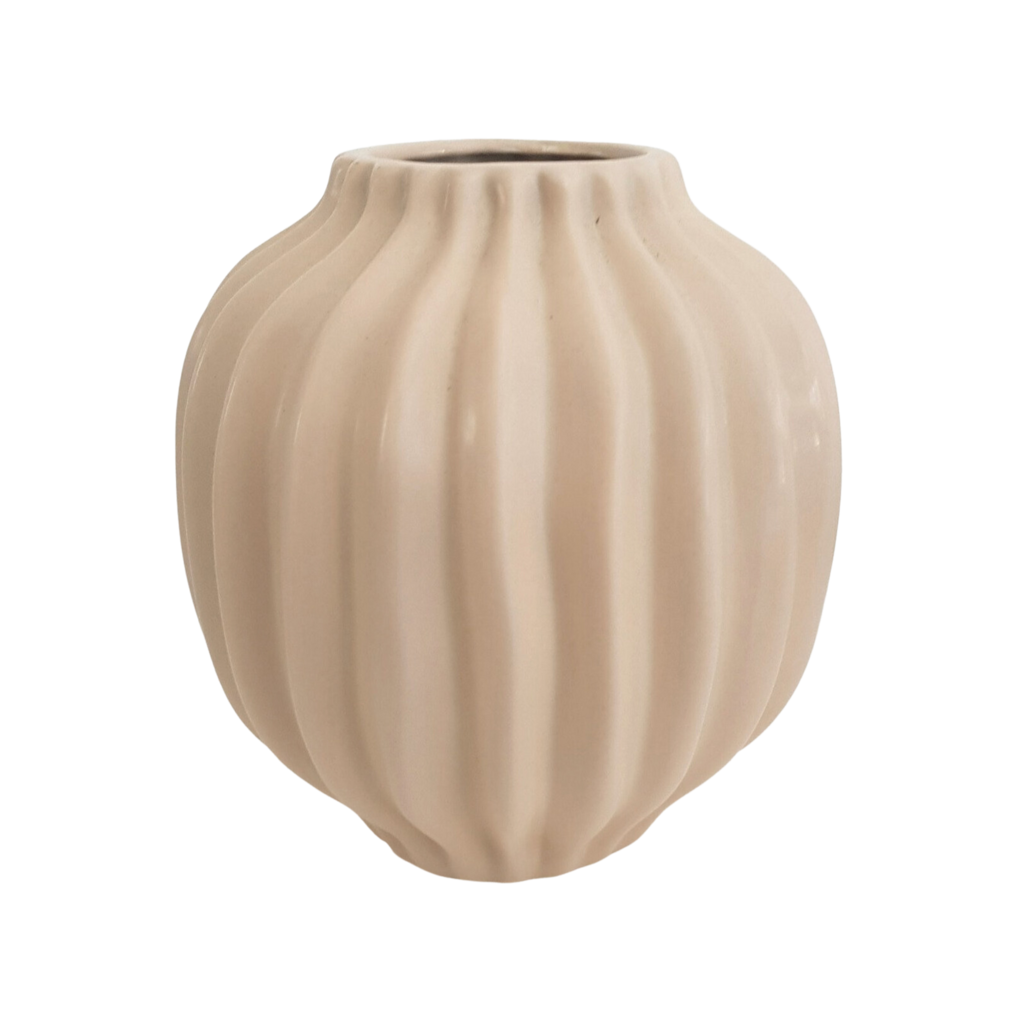 Emerald Home Interiors LTD Rowan Vase - Short - Matte Oatmeal