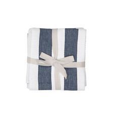 Harman Basketweave Tea Towel - Navy Stripe