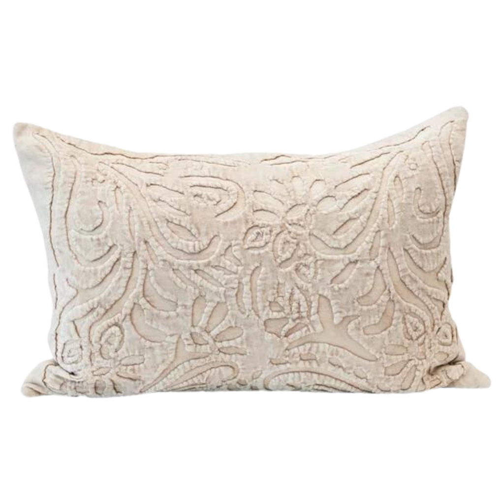 Creative Coop Velvet Pillow w/ Cutwork Pattern - Lumbar