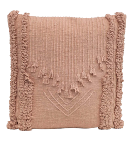 Creative Coop Embroidered Pillow w/ Fringe