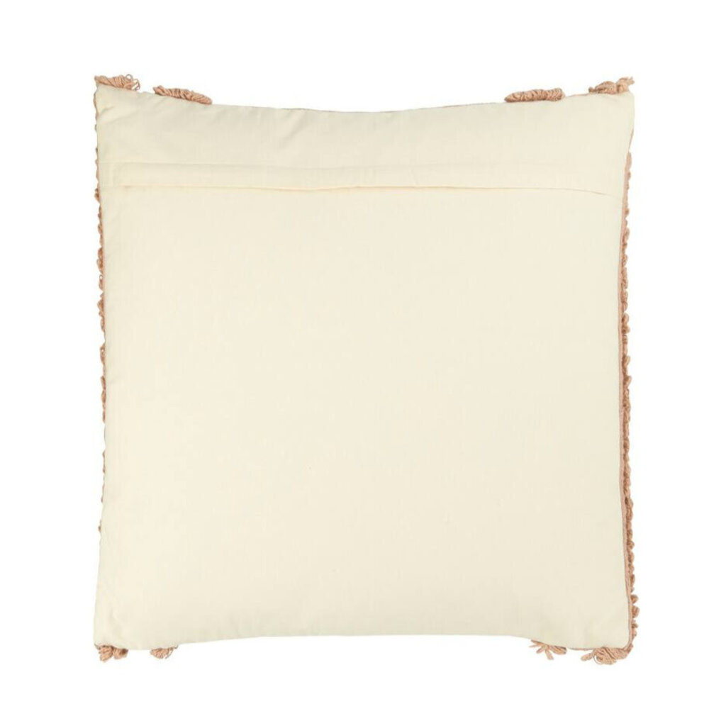 Creative Coop Embroidered Pillow w/ Fringe - Putty