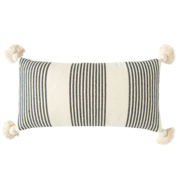 Creative Coop Striped Lumbar Pillow w/ Tassels