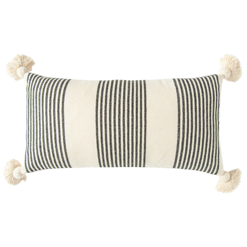 Creative Coop Striped Lumbar Pillow w/ Tassels