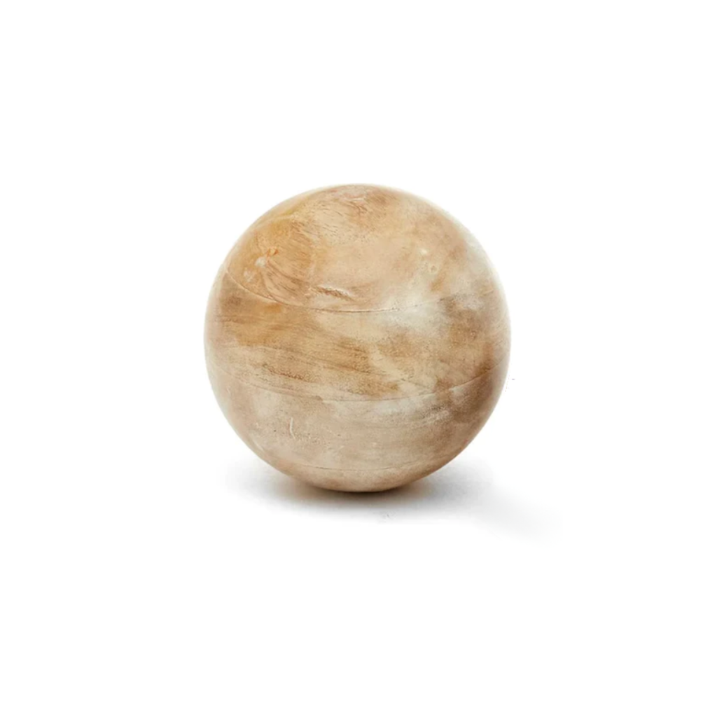 Accents De Ville Whitewash Wood Ball - Large