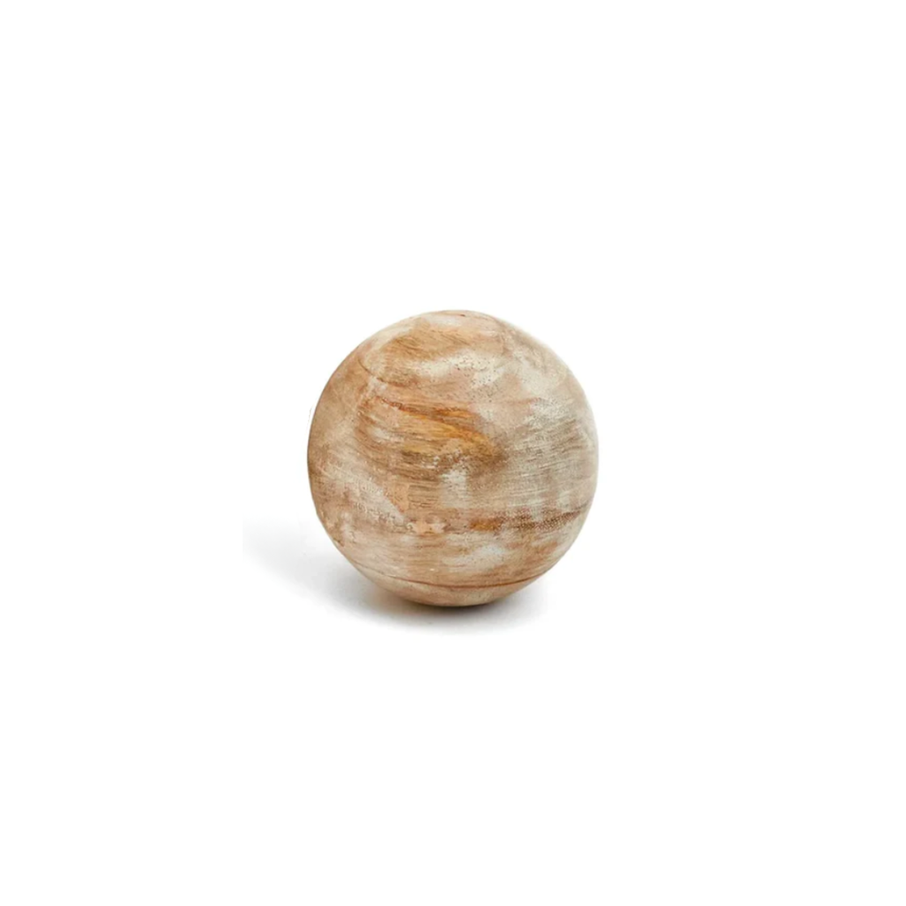 Accents De Ville Whitewash Wood Ball - Small