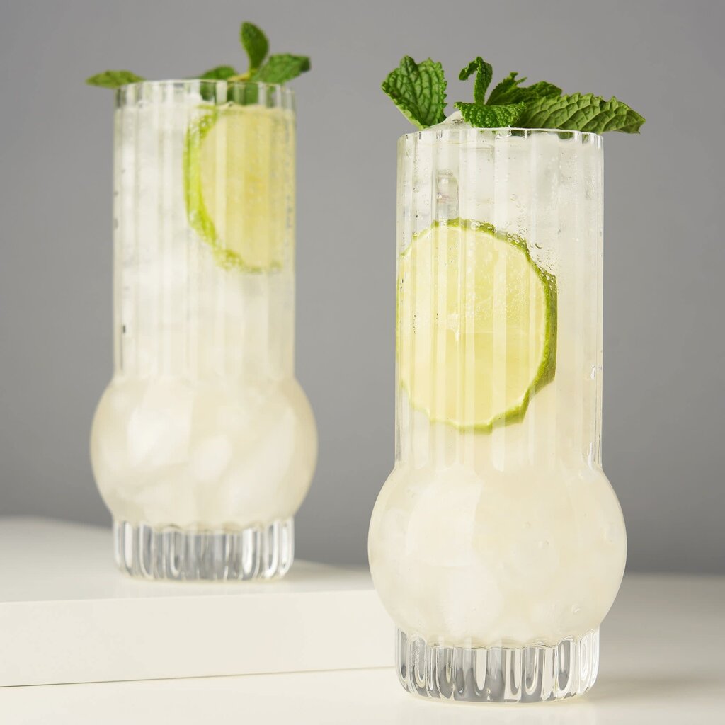 True Brands Deco Crystal Highball Glasses - Set of 2