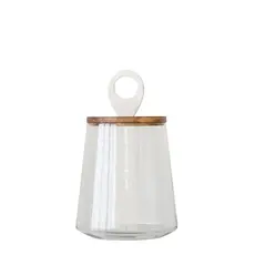 Bloomingville Glass Jar w/ Mango Wood & Marble Lid - Large