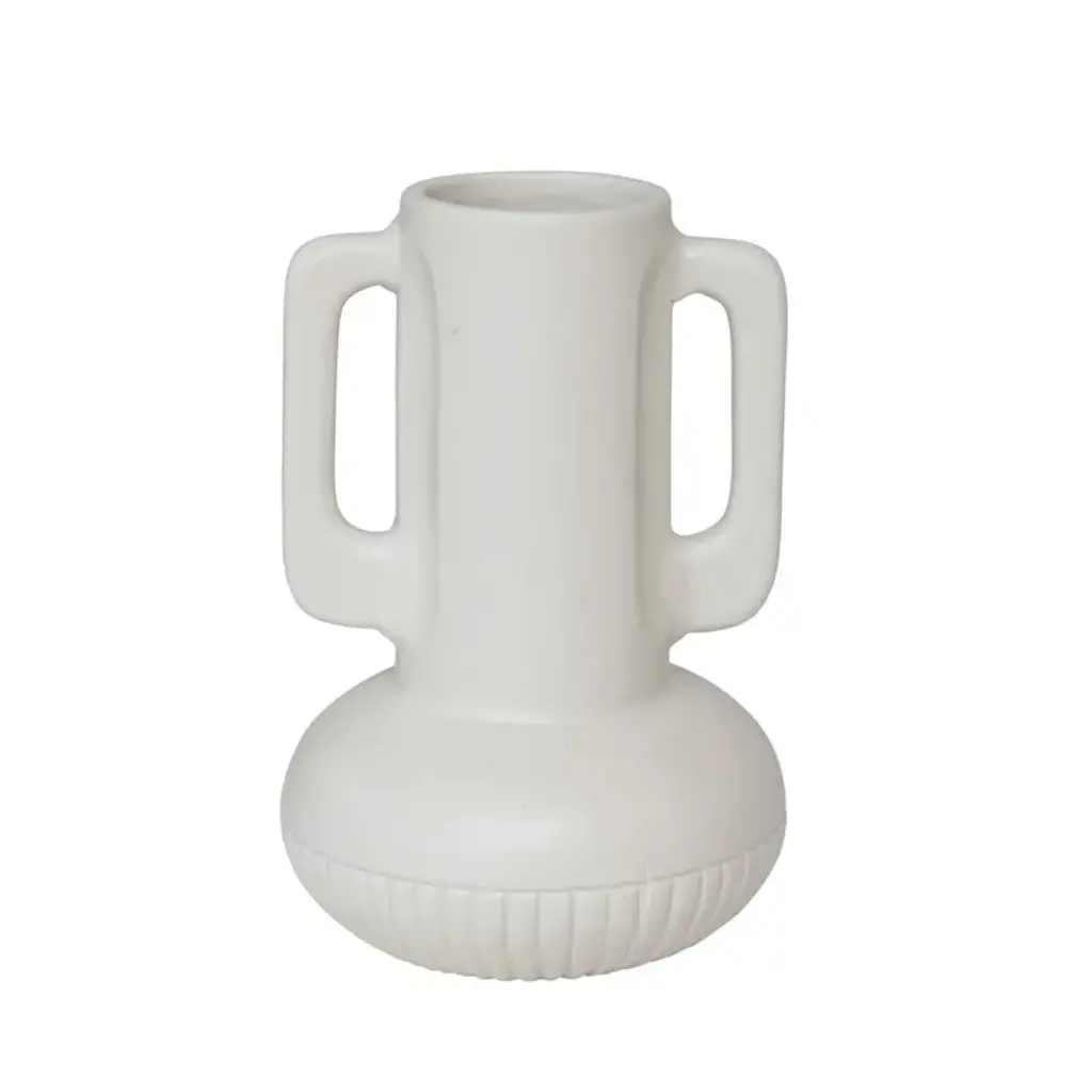 Bloomingville Ceramic Vase with Handles - Matte White