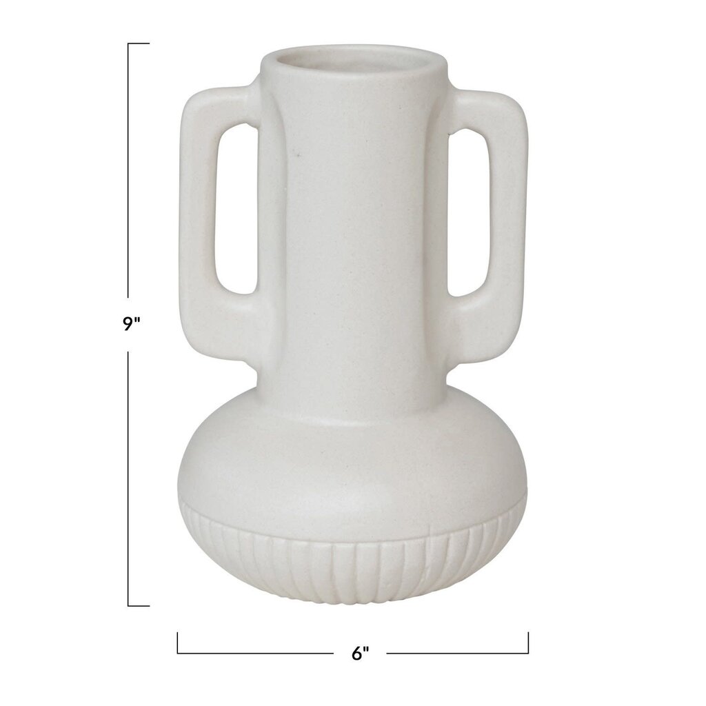 Bloomingville Ceramic Vase with Handles - Matte White