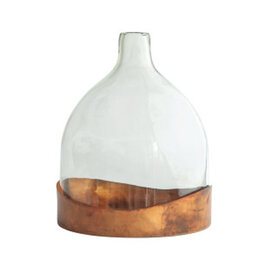 Creative Coop Glass Cloche with Copper Tray