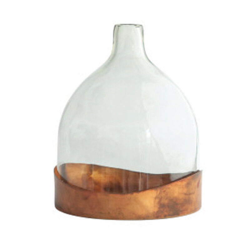 Creative Coop Glass Cloche with Copper Tray