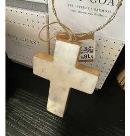 Gold Marble Ornament - Cross