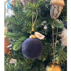 Creative Coop Flocked Glass Ball Ornament - Blue Tones (3 Colours)