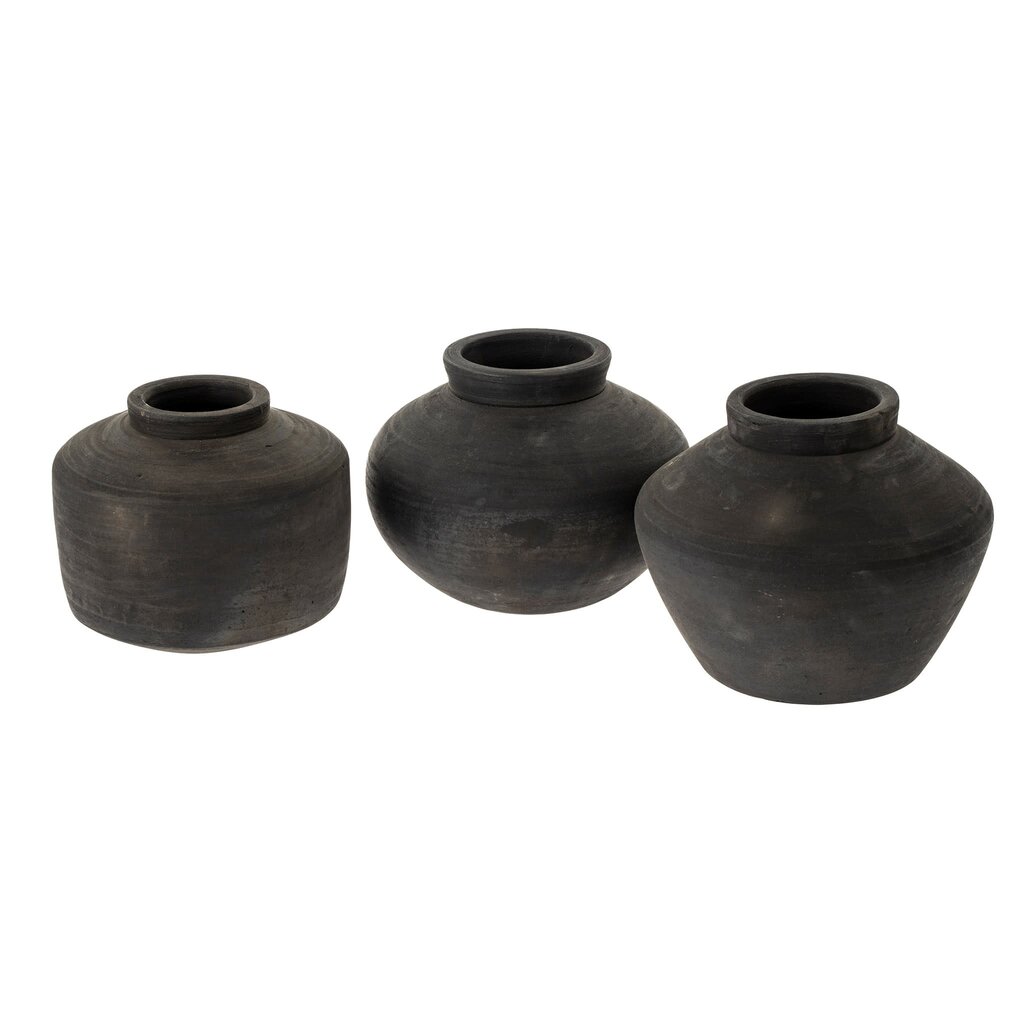 Indaba Balkan Black Terracotta Pot - Narrow