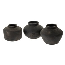 Indaba Balkan Black Terracotta Pot - Wide