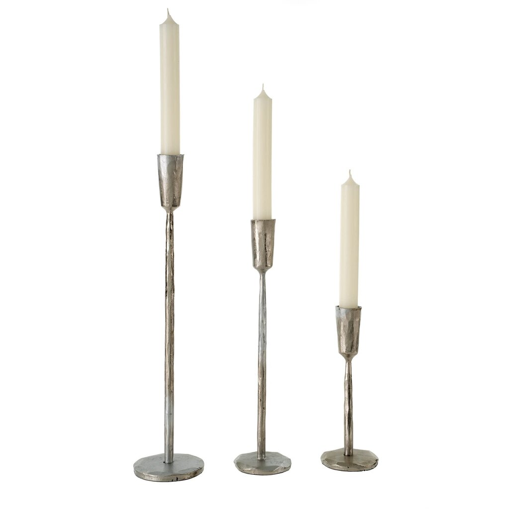 Indaba Luna Forged Candlestick - Small - Silver