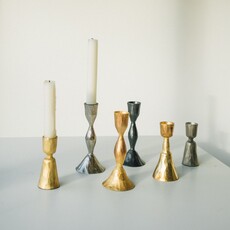 Indaba Zora Forged Candlestick - Medium - Gold