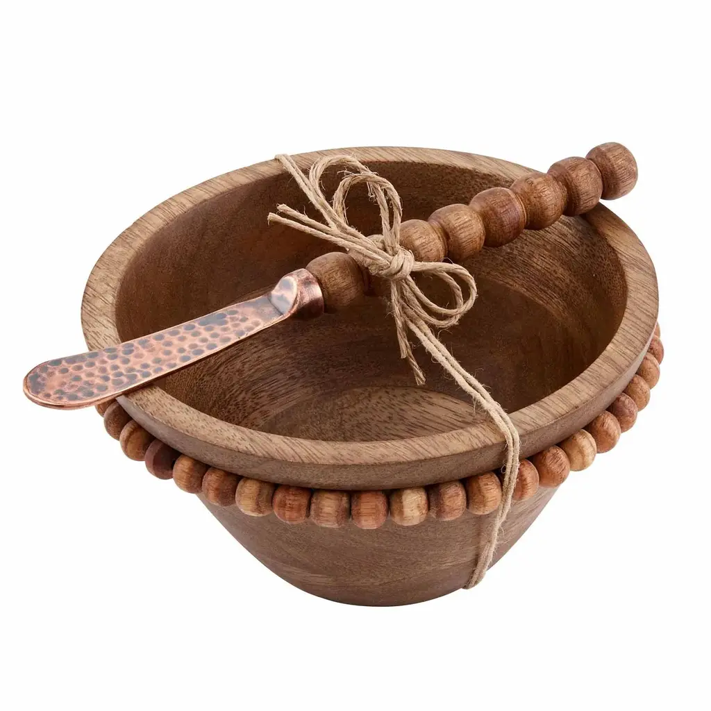 Beaded Wood Dip Cup Set