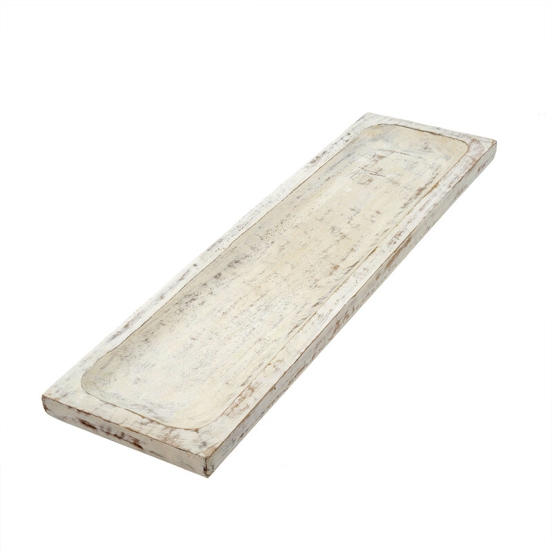 Indaba Whitewashed Wooden Tray