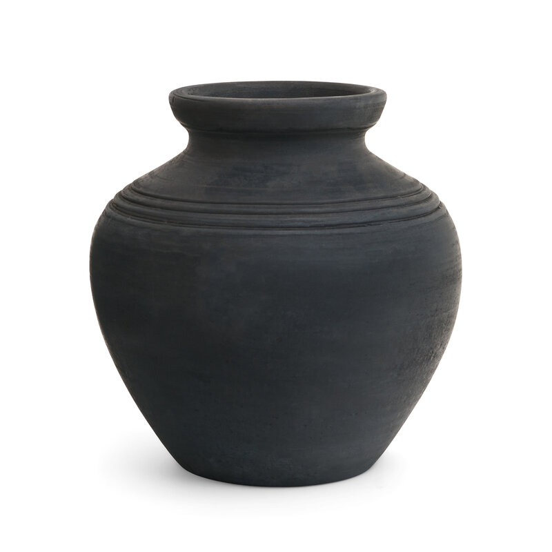 Accents De Ville Terracotta Clay Vase - Burnt Black