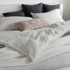 Indaba Lina Linen King Duvet Set -  Grey Stripe