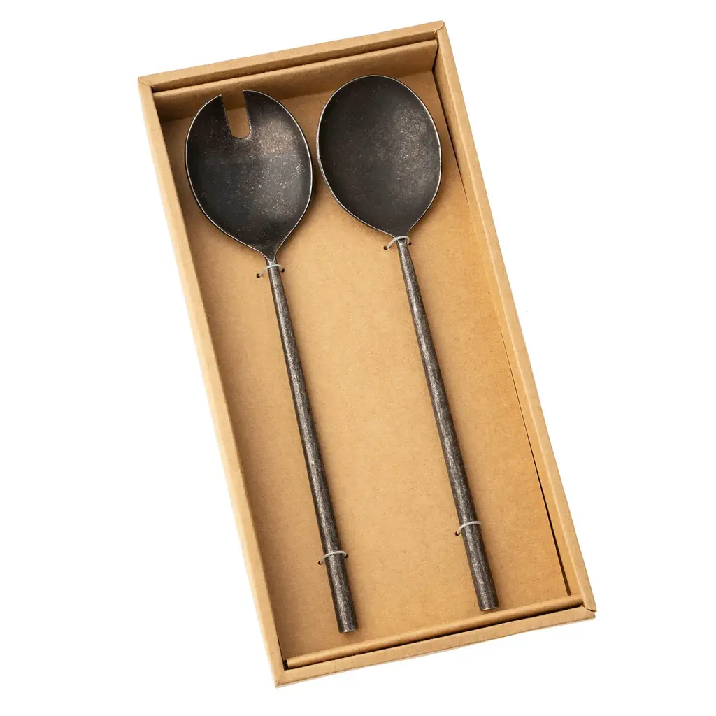 Indaba Tides Salad Servers - Tumbled Black