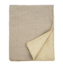 Indaba Kantha-Stitch Sherpa Throw - Stone