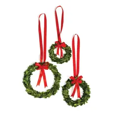 Napa Home & Garden Boxwood Wreaths with Red Ribbons (Set of 3)