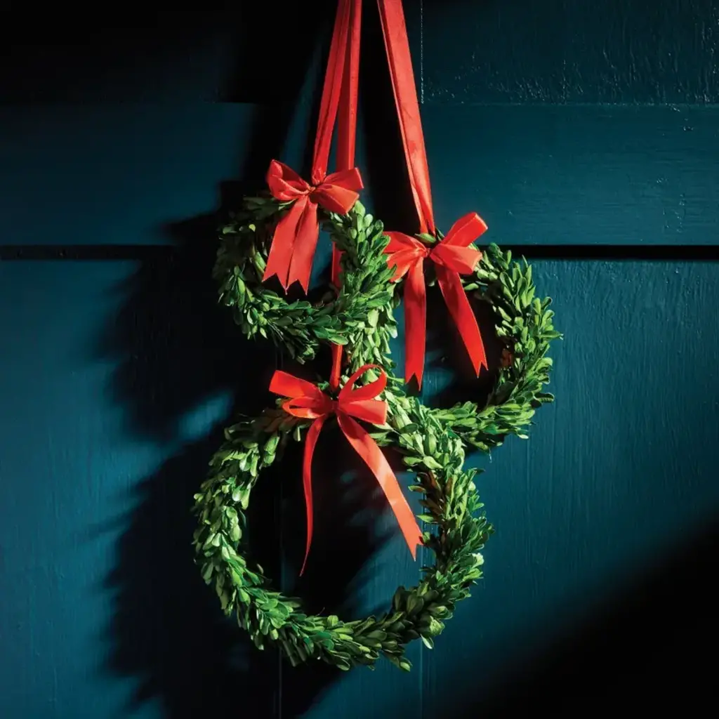 Napa Home & Garden Boxwood Wreaths with Red Ribbons (Set of 3)