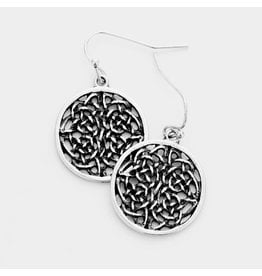 Abstract Cut Out Round Burnished Metal Earrings