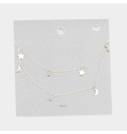 Double Layered Star & Moon Necklace
