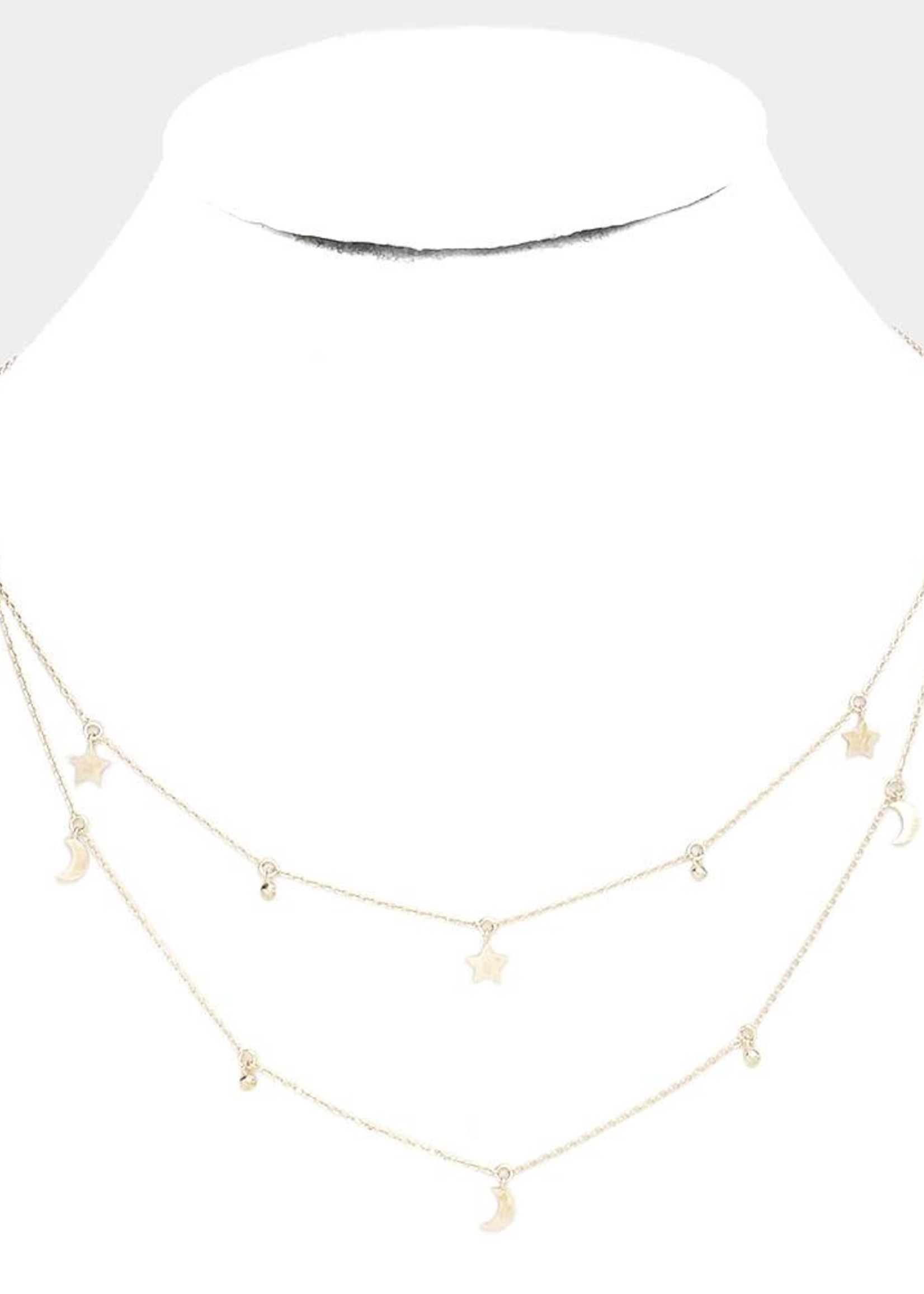 Double Layered Star & Moon Necklace
