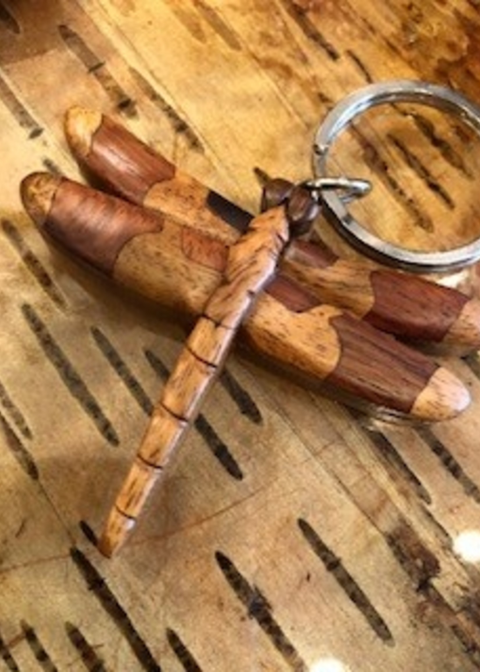 Wooden Dragonfly Keychain