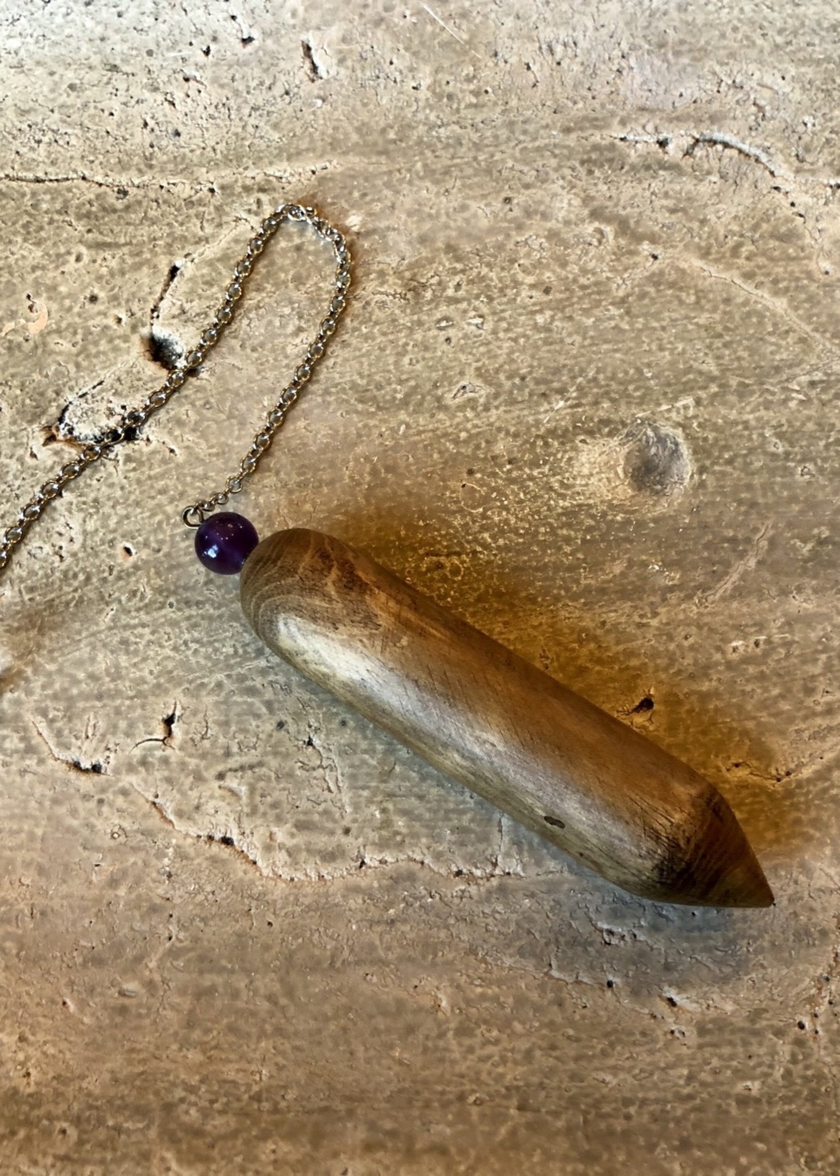 Wood Pendulum w/ Gemstone