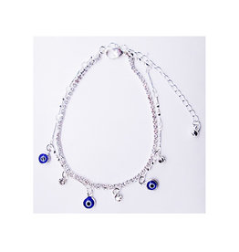 Silver Evil Eye Ankle Bracelet 